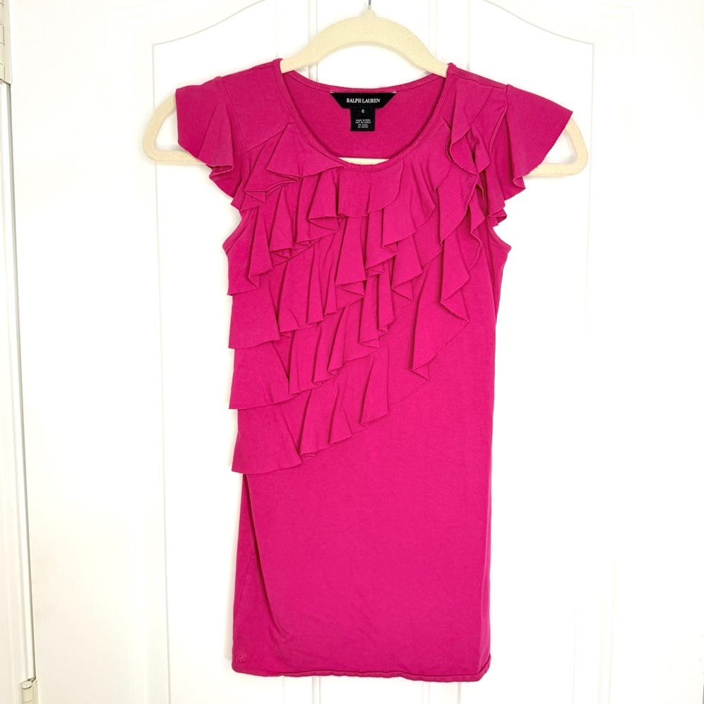 Ralph Lauren Fuchsia Ruffle Blouse
